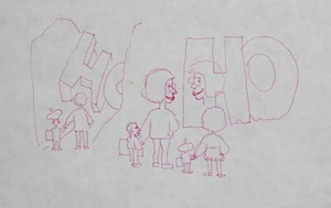 Personaggi caricaturali disegno inchiostro surrealista astratto originale - Foto 1 di 8