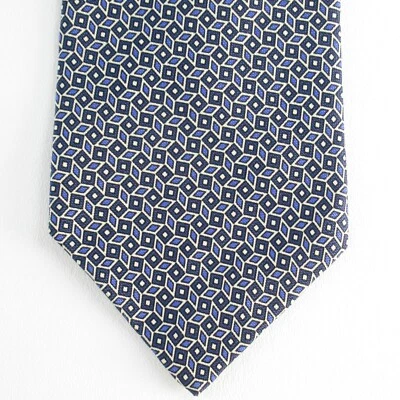 Gravata Lauren Ralph Lauren Masculina 58 em Seda Dois Tons Minúscula Geo Azul Acabamento à Mão - Imagem 1 de 4