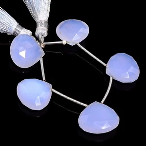 Cuentas facetadas corazón piedras preciosas calcedonia natural Perú 16X16X4 mm hilo 4" E-2406 - Imagen 1 de 1