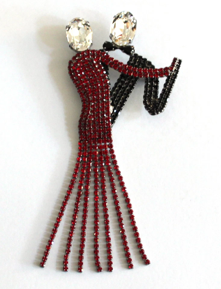 Butler and Wilson Red Black Crystal Dancing Couple Brooch NEW  - Image 1 of 1