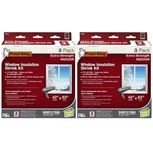 [2X] Frost King V83/3 Schwerlast Kunststofffolie Schrumpffenster Kit 3er-Pack 42" x 62" - Bild 1 von 8