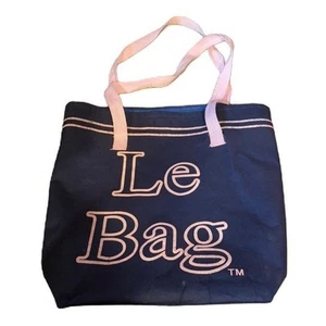 Vintage Le Bag 70er Jahre marine & rosa stabile Canvas Tasche Beuteltasche - Bild 1 von 7