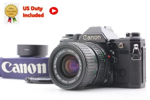 [N MINT  w/Strap Hood] Canon AE-1 Black Film Camera New FD 35-70mm From JAPAN - Picture 1 of 14