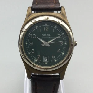Reloj Fossil Vintage Hombre 34mm Correa Cuero Marrón Fecha EC-6845 Batería Nueva - Imagen 1 de 15
