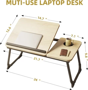 Mesa de Escritorio Cama Portátil Ajustable con 5 Alturas, Bandeja Plegable y Patas Estables - Imagen 1 de 14