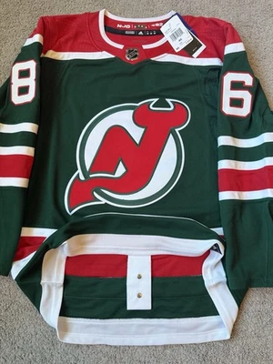 Adidas Nueva Jersey Devils Hughes Retro Reverso 1.0 Auténtico Verde NHL 46 Foto 1 de 3