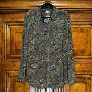 Rock 47 Wrangler Shirt Mens 2XL Paisley Western Rhinestone Pearl Snap Cowboy - Picture 1 of 12