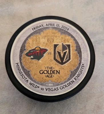 Vegas Golden Knights v Minnesota Wild 1/12/25 12 de enero disco de partido Foto 1 de 2