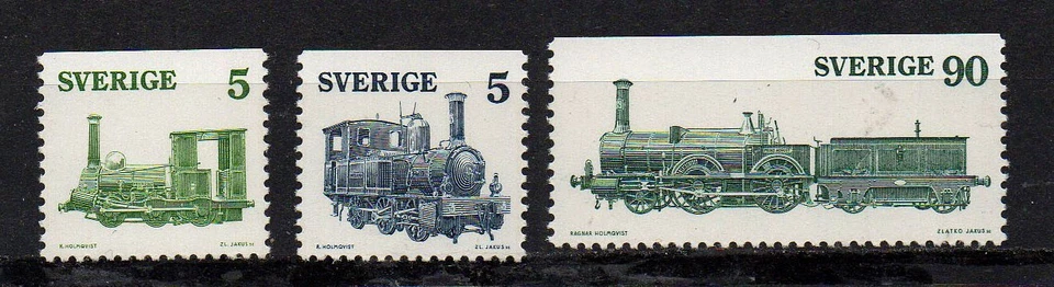 SUECIA, SCOTT #1134-1136, JUEGO MNH - TRENES FRYCKSTAD, GOTLAND, PRINS AGOSTO 1975 Foto 1 de 1