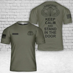 Custom Name US Army Airborne Keep Calm And Stand In The Door T-Shirt 3D - Picture 1 of 2