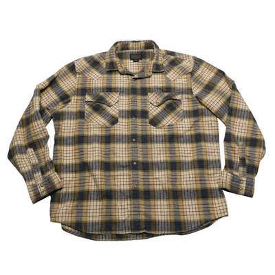 Camisa Pendleton Para Hombre XL Marrón Amarillo Gris Cuadros Botón Delantero Manga Larga Informal Foto 1 de 4