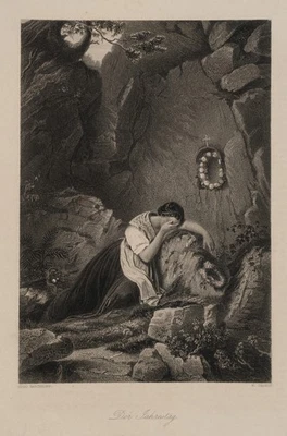 FRENCH (*1815) nach BARTHELME (*1822), Die Trauernde am Grabstein, Sst. - Bild 1 von 4