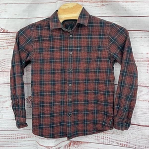 Camisa de franela a cuadros Prana para hombre pequeña manga larga abotonada informal senderismo aire libre - Imagen 1 de 8