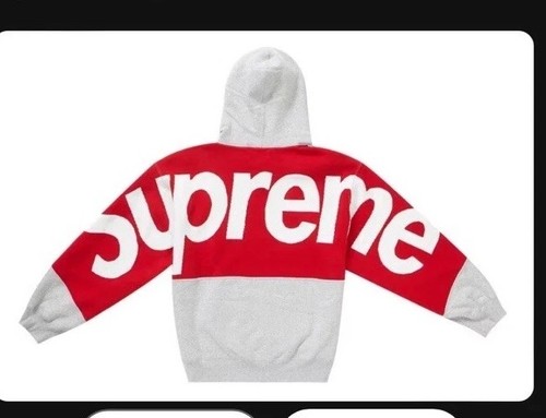 Felpa con cappuccio Supreme Big Logo Jacquard grigio erica rosso XL felpa XLarge