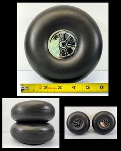 Pair of Large Hard Foam 6" Tires w/Plastic Chrome Wheel New Never Used - Picture 1 of 10