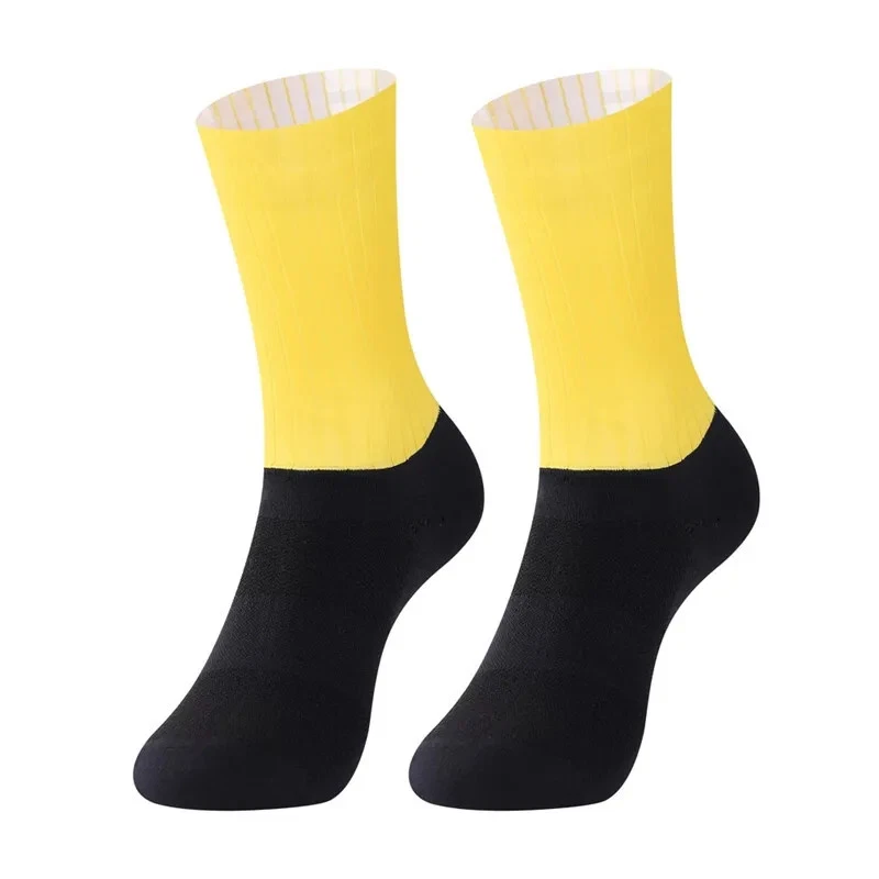 1 Pair Men Cycling Running Anti Slip Summer Polyester Nylon Knee High Sport Sock - Image 1 of 4