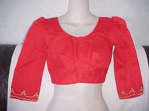 NUEVA BLUSA ROJA DORADA ELABORADA Choli SARI Impresionante Boda TOP 30" Busto TOP XS - Imagen 1 de 3