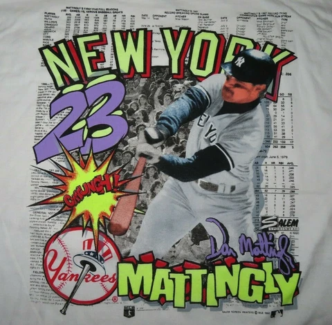 Salem Sportswear 1990 DON MATTINGLY No. 25 NEW YORK YANKEES (XL) T-Shirt w/ Tags Cover