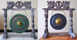 25 cm Durchmesser Healing Gong im Ständer, mystisch, handgefertigt, schwarz oder grün - Bild 1 von 8
