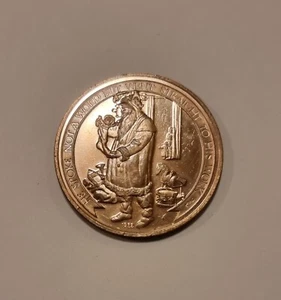 Solid Bronze Proof Franklin Mint Medallion~He Spoke Not a Word~Santa & Reindeer - Picture 1 of 2