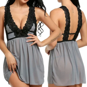 Women's Sexy Lingerie Sleepwear Babydoll Underwear Lace Dress G-String Nightwear - Picture 1 of 43