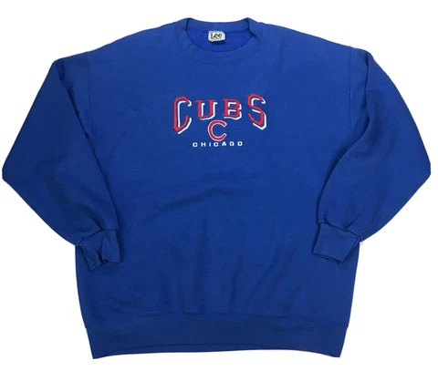 CHICAGO CUBS Vtg 90s 1998 Lee Sport Sz XL Blue Sweater Made in USA Cover
