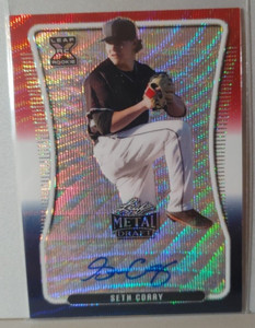 2020 Leaf Metal Draft Red White and Blue Wave #BASC1 Seth Corry 5/5