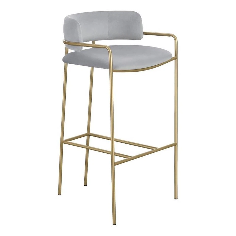 Coaster Comstock Velvet Upholstered Low Back Stool Gray and Gold - Image 1 of 3