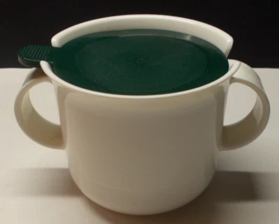 Vintage Tupperware 2310 Sugar Bowl White with Dark Green Lid 10 Oz. - Image 1 of 4