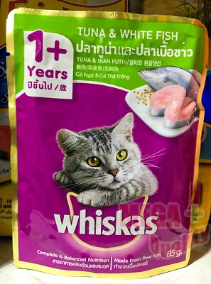 Bolsa de comida húmeda para gatos Whiskas 80 g atún salmón pescado nutritivo saludable amante de los gatos Foto 1 de 3