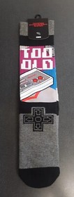 Bioworld Retro Nintendo NES Crew Socks 1 Pair Never Too Old Controller sz. 10-13