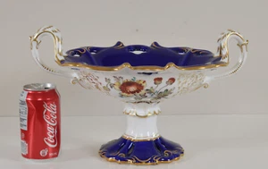 Antique English Porcelain Billingsley Rose Botanical Serving Bowl Cobalt c1820 - Picture 1 of 24
