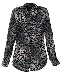 CAMISA BEBE SEDA-BOTÓN ARRIBA-GRIS LEOPARDO MANGAS MÚLTIPLES 2 VÍAS-TALLA XS-S-NUEVA CON ETIQUETAS DE COLECCIÓN - Imagen 1 de 14