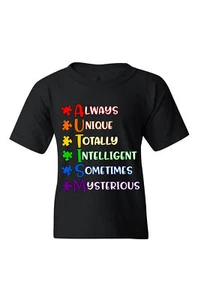 Always Unique Youth's T-Shirt Autism Awareness Spread Understanding Shirts - Picture 1 of 11