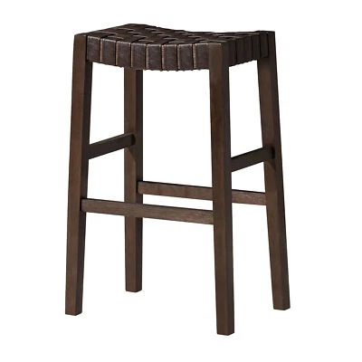 Maven Lane Bar Stool, Brown Wood Finish w/Marksman Vegan Leather (For Parts) - Image 1 of 4