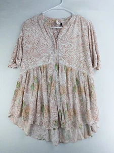 Akemi Kin Anthropologie Womens Blouse S Boho Colorful Tiered Ruffle Buttons - Picture 1 of 7