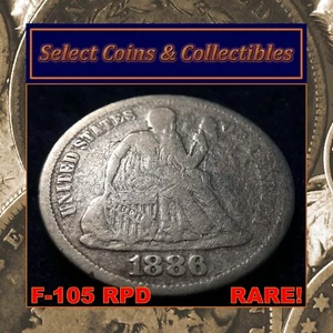 1886 Seated Liberty Silver Dime Circulated F-105 RPD Variety R-3 #3345 - Picture 1 of 20