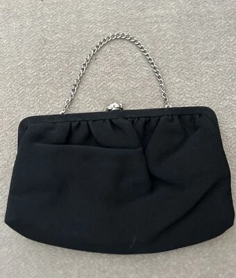 Bolso sin asas/cartera de colección, mango de cadena en tono plateado, cierre rosa plateado, usado en excelente estado Foto 1 de 4