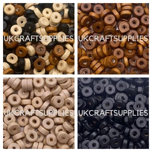 8mm Round Wooden Rondelle Spacer Beads Jewellery Natural Craft Beading UK - Picture 1 of 11