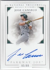 2016 Jose Canseco National Treasures Parkway NICKNAMES AUTO /99 - JC Oakland - Picture 1 of 1