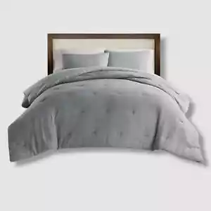 Ienjoy Home Blue Waffle Textured 3-Piece Comforter Set, Full/Queen - Picture 1 of 3
