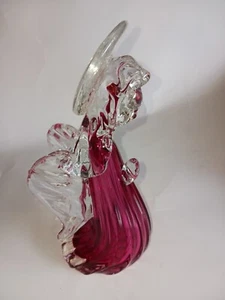 Angelo Rossi Cranberry Blown Glass Praying Angel - Picture 1 of 7