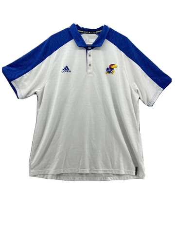 KU Kansas University Men's Jayhawks Short Sleeve Polo Shirt Adidas Size 2XL Cover