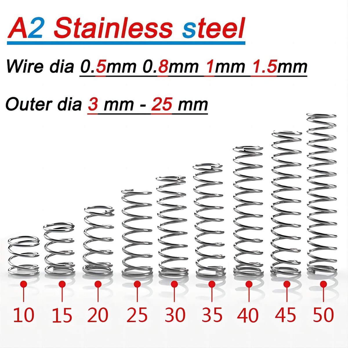 5 Molle A Compressione In Acciaio Inox 304 - 3mm Diametro, 0.3mm Filo, 5mm Lunghezza - Foto 8