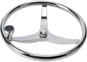 Stainless Steel Boat Steering Wheel 3 Spoke 13-1/2" Dia for Seastar and Verado - Picture 1 of 10
