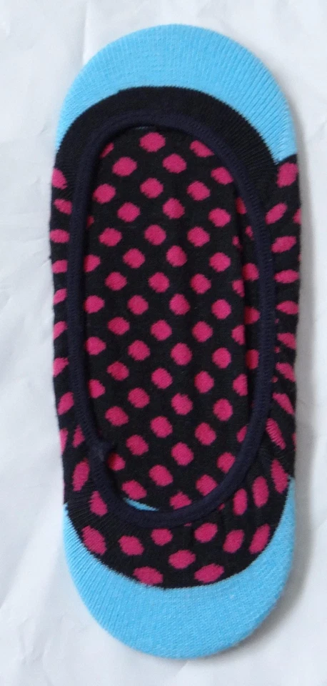 Negro/Azul con Lunares Rosa Corte Bajo Peds Mocasín Barco No Show 1 Par Calcetines, O/S Foto 1 de 1