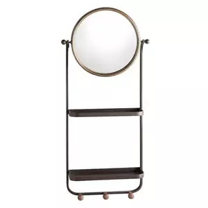 Mirror & Shelf, 15.5" Dia x 31"L x 6"D, Shelf + Mirror, Set of 1 - Picture 1 of 2