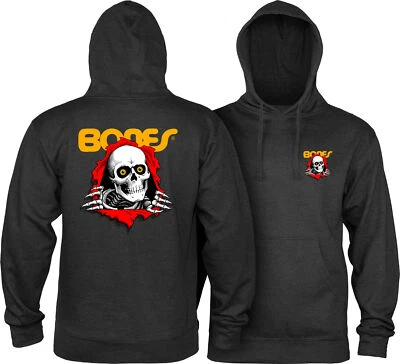 Powell Peralta BONES RIPPER PULLOVER Skateboard Hoodie CHARCOAL HEATHER - Image 1 of 3