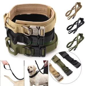 Tactical Dog Collar Heavy Duty Nylon Military Metal Buckle Adjustable Handle New - Picture 1 of 28