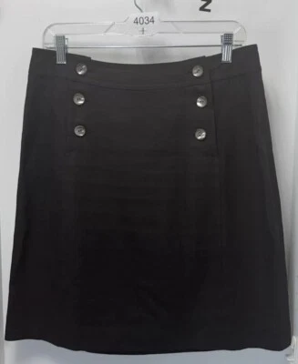 Vintage Worth Linen Skirt Black 6 Button A Line Skirt Size 10 - Image 1 of 3